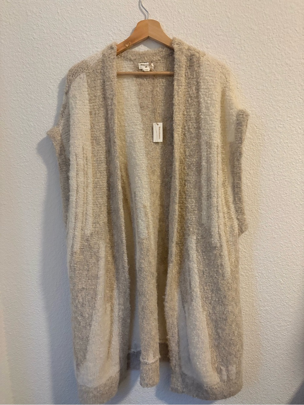 World Market Fuzzy Open Front Cardigan Vest One Size
